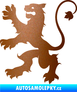 Samolepka Lev heraldika 002 levá měděná metalíza