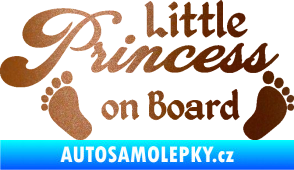 Samolepka Little princess on board 002 nápis s nožičkami měděná metalíza