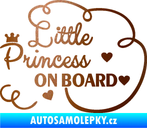 Samolepka Little princess on board nápis měděná metalíza
