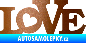 Samolepka Love 002 nápis se srdíčkem měděná metalíza