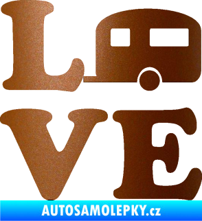 Samolepka Love camping 001 měděná metalíza