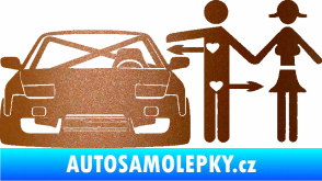 Samolepka Love car like sex levá měděná metalíza