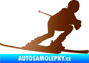 Samolepka Lyžař 002 pravá měděná metalíza