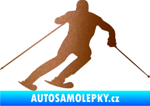 Samolepka Lyžař 003 pravá měděná metalíza