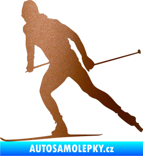 Samolepka Lyžař 006 levá běžky měděná metalíza