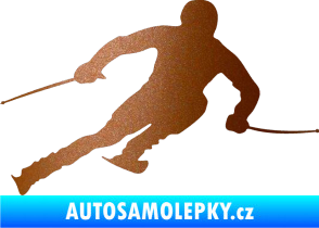 Samolepka Lyžař 012 pravá měděná metalíza