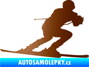 Samolepka Lyžař 017 pravá měděná metalíza