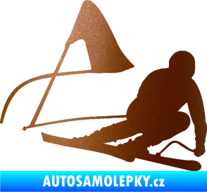 Samolepka Lyžař 025 pravá měděná metalíza