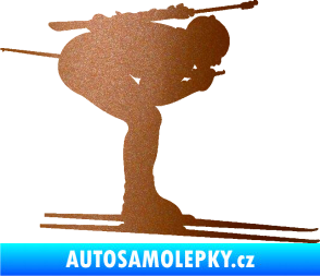 Samolepka Lyžař 028 pravá - biatlon měděná metalíza