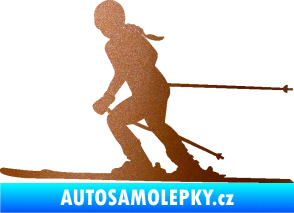 Samolepka Lyžařka 002 levá sjezd měděná metalíza