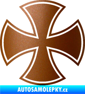 Samolepka Maltézský kříž 003 měděná metalíza