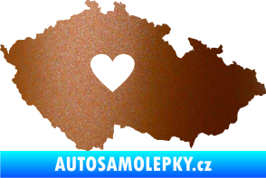 Samolepka Mapa České republiky 002 srdce měděná metalíza