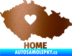 Samolepka Mapa České republiky 004 home měděná metalíza