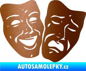 Samolepka Masky tváře 001 pravá veselý a smutný měděná metalíza