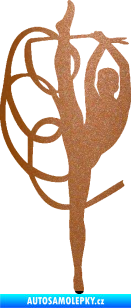 Samolepka Moderní gymnastika 002 levá gymnastka se stuhou měděná metalíza