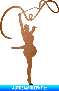 Samolepka Moderní gymnastika 003 pravá gymnastka se stuhou měděná metalíza