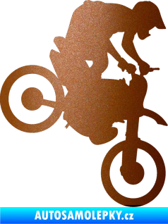 Samolepka Motorka 020 pravá motokros měděná metalíza