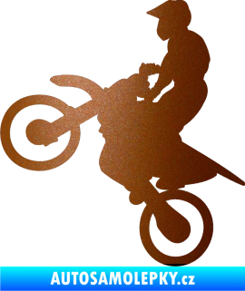 Samolepka Motorka 024 levá motokros měděná metalíza