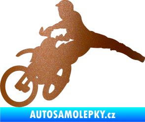 Samolepka Motorka 030 levá motokros měděná metalíza