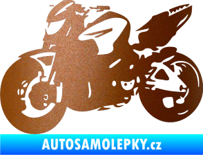 Samolepka Motorka 041 levá road racing měděná metalíza