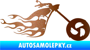 Samolepka Motorka 042 pravá plameny měděná metalíza