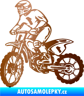 Samolepka Motorka 043 levá motokros měděná metalíza