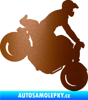 Samolepka Motorka 044 pravá motokros měděná metalíza