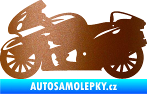 Samolepka Motorka 048 levá silniční měděná metalíza