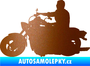 Samolepka Motorka 049 levá měděná metalíza