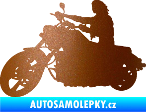 Samolepka Motorka 050 levá měděná metalíza