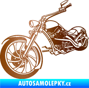 Samolepka Motorka chopper 002 levá měděná metalíza