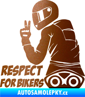 Samolepka Motorkář 003 levá respect for bikers nápis měděná metalíza
