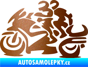 Samolepka Motorkář 009 levá se spolujezdcem měděná metalíza