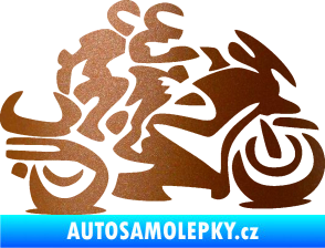 Samolepka Motorkář 009 pravá se spolujezdcem měděná metalíza