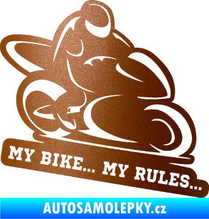 Samolepka Motorkář 012 pravá s textem měděná metalíza