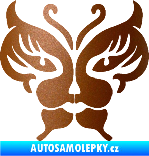 Samolepka Motýl 016 kočičí obličej měděná metalíza