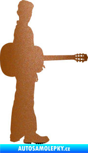 Samolepka Music 003 pravá hráč na kytaru měděná metalíza