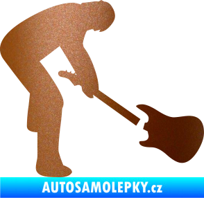 Samolepka Music 007 pravá rocker s kytarou měděná metalíza