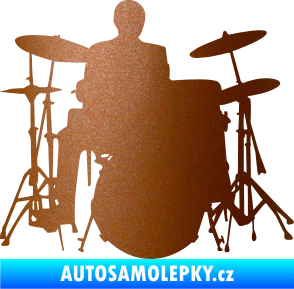 Samolepka Music 009 pravá hráč na bicí měděná metalíza