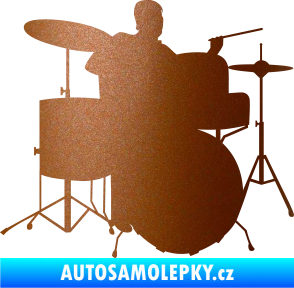 Samolepka Music 011 pravá hráč na bicí měděná metalíza