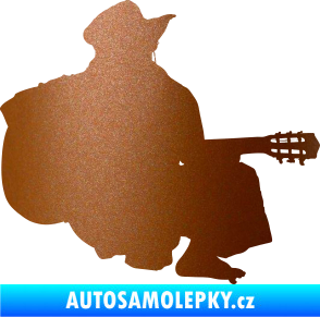 Samolepka Music 014 pravá hráč na kytaru měděná metalíza