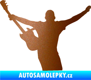 Samolepka Music 024 levá kytarista rocker měděná metalíza