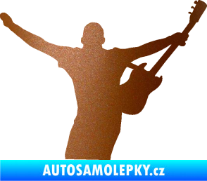 Samolepka Music 024 pravá kytarista rocker měděná metalíza