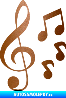 Samolepka Music noty a houslový klíč 002 měděná metalíza