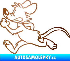 Samolepka Myš 001 levá sprintuje měděná metalíza