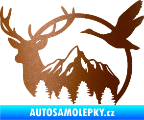 Samolepka Myslivost 002 levá lesní zvěř měděná metalíza