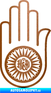 Samolepka Náboženský symbol Džinismus Ahimsa měděná metalíza