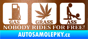 Samolepka Nobody rides for free! 001 Gas Grass Or Ass měděná metalíza