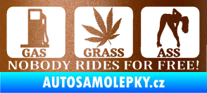 Samolepka Nobody rides for free! 003 Gas Grass Or Ass měděná metalíza