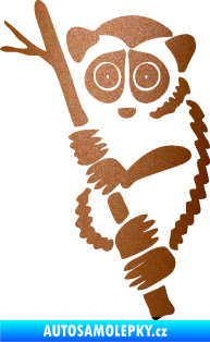 Samolepka Opice 004 levá lemur na stromě měděná metalíza